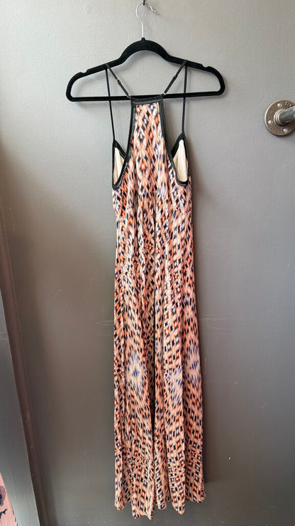 Silk Print Racerback Maxi Dress