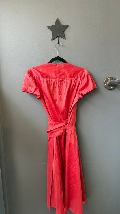 Silk Cap Sleeve Wrap Midi Dress