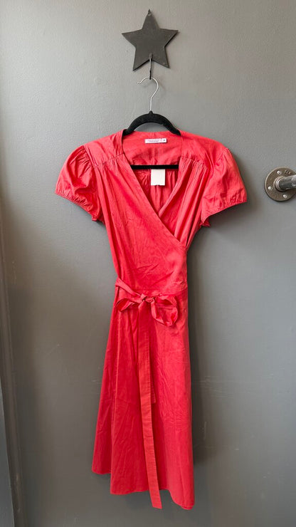 Silk Cap Sleeve Wrap Midi Dress
