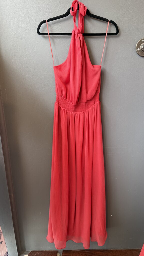 Chiffon Keyhole Halter Maxi Gown Dress