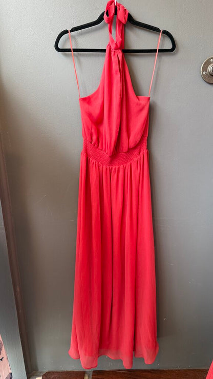 Chiffon Keyhole Halter Maxi Gown Dress