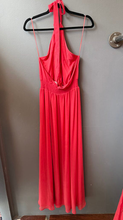 Chiffon Keyhole Halter Maxi Gown Dress