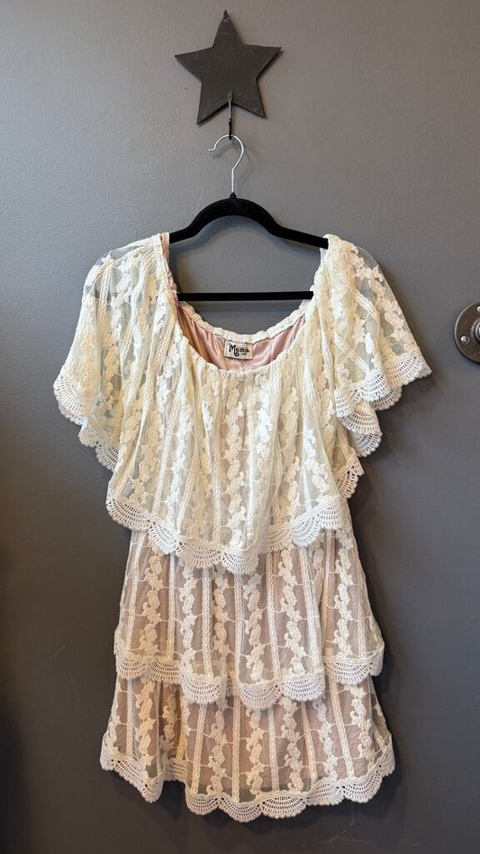 Tiered Lace Off the Shoulder Dress