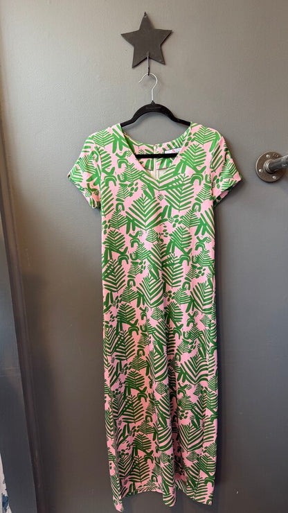 Vneck Short Sleeve Maxi Column Dress