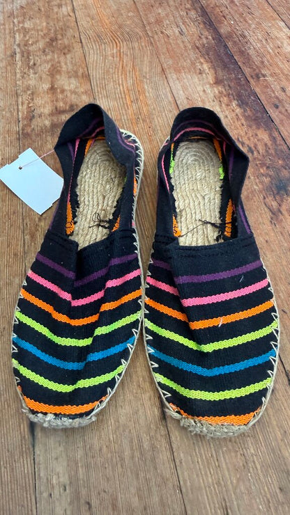Neon Stripe Espadrille Flats