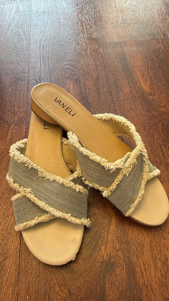 Shimmer Cross Tiny Heel Sandals