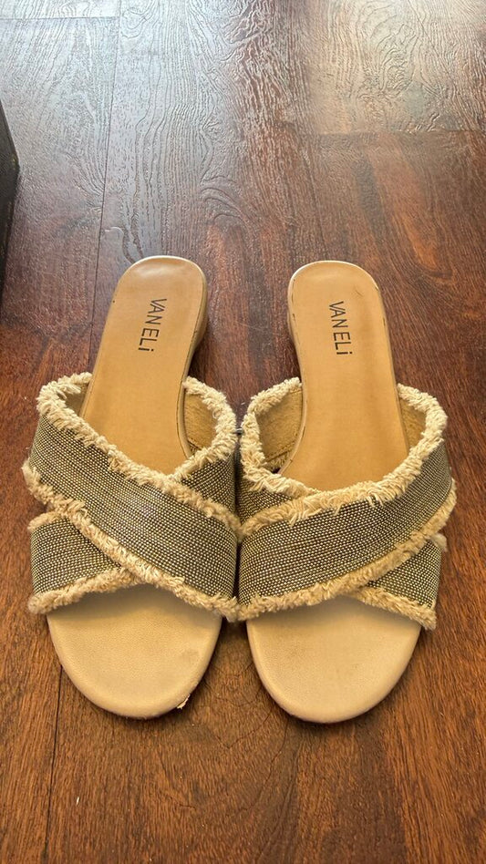 Shimmer Cross Tiny Heel Sandals