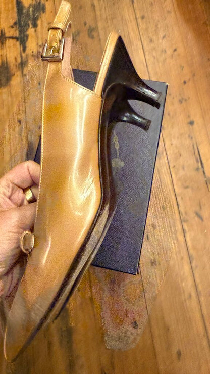 Vintage Patent Pointed Slingback Heels