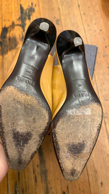 Vintage Patent Pointed Slingback Heels