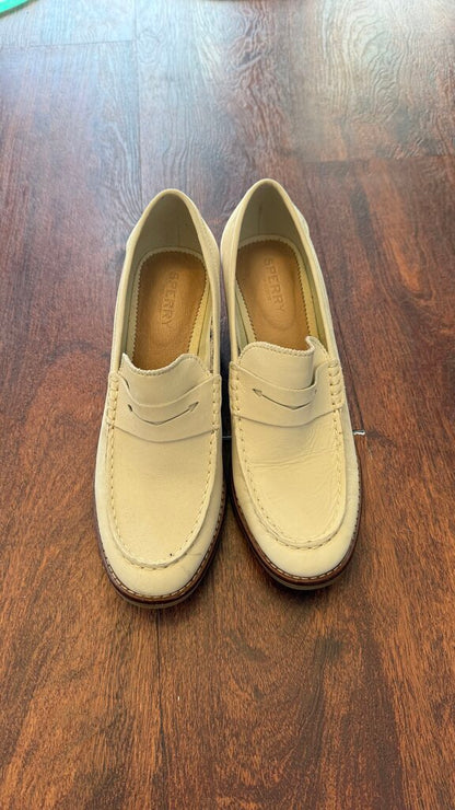 Leather Stack Heel Loafers