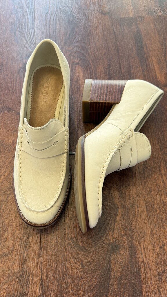 Leather Stack Heel Loafers