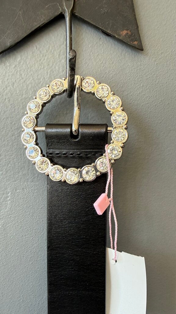 Gem Buckle Leather Belt