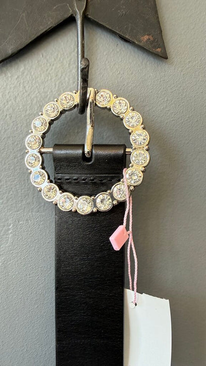 Gem Buckle Leather Belt