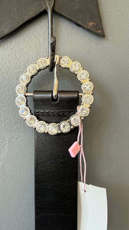 Gem Buckle Leather Belt