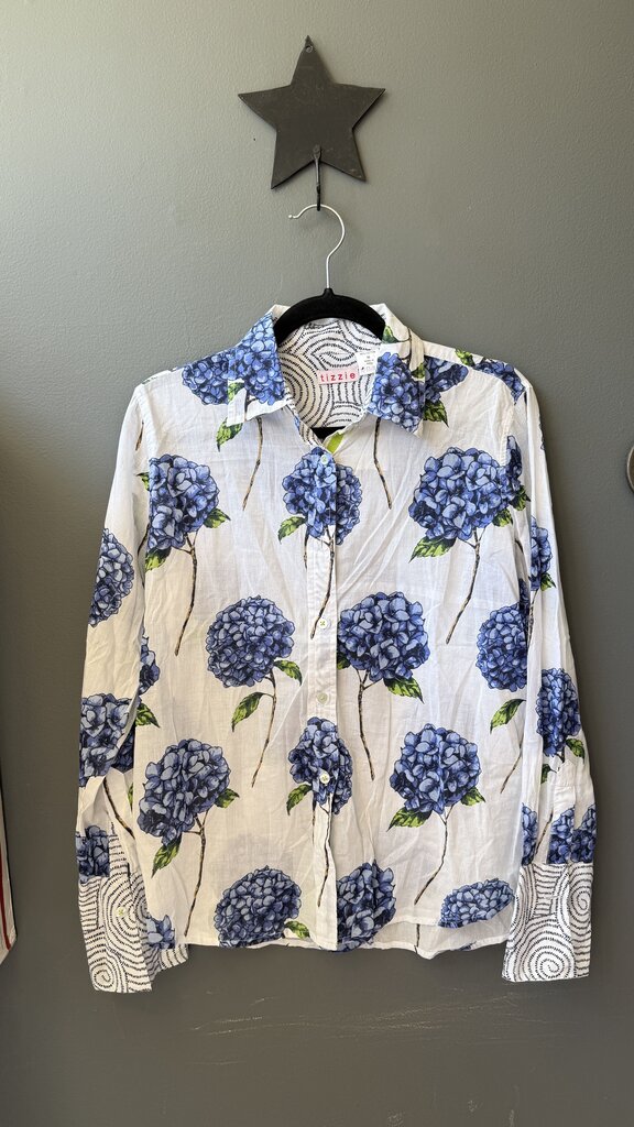 Hydrangea Print Button Up Shirt