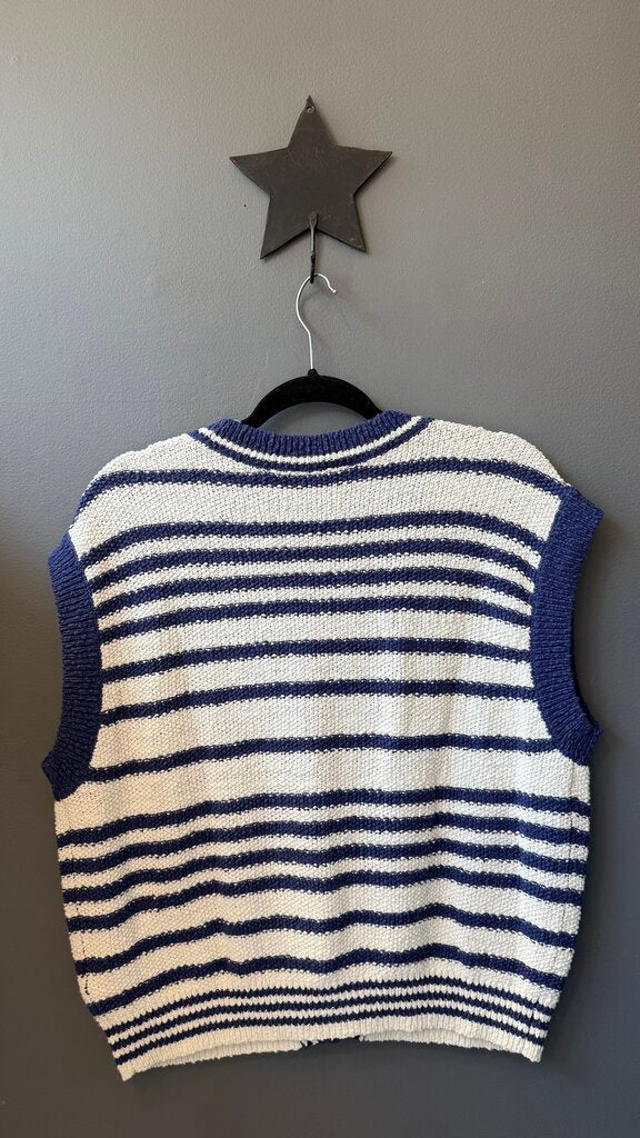 Stripe Short Sleeve Cardigan Sweater
