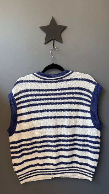 Stripe Short Sleeve Cardigan Sweater