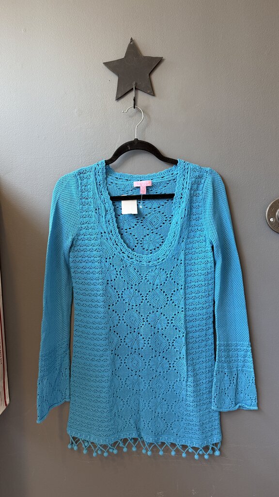 Crochet Pom Pom Hem Tunic Top