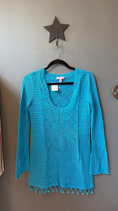 Crochet Pom Pom Hem Tunic Top