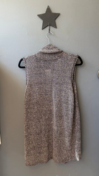 Metallic Fleck Vest Cardigan Sweater