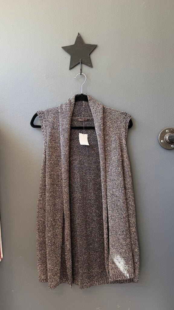 Metallic Fleck Vest Cardigan Sweater