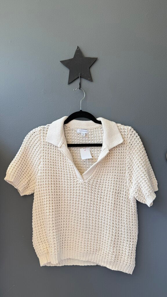 Open Knit Polo Top