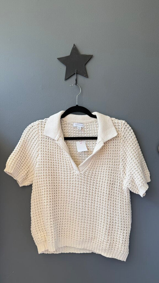 Open Knit Polo Top