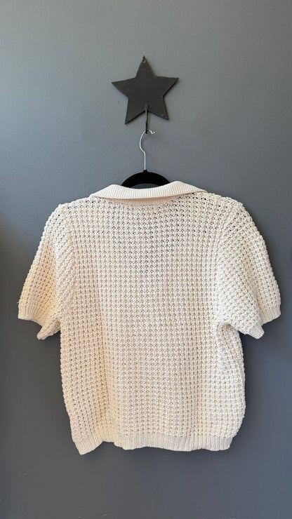 Open Knit Polo Top