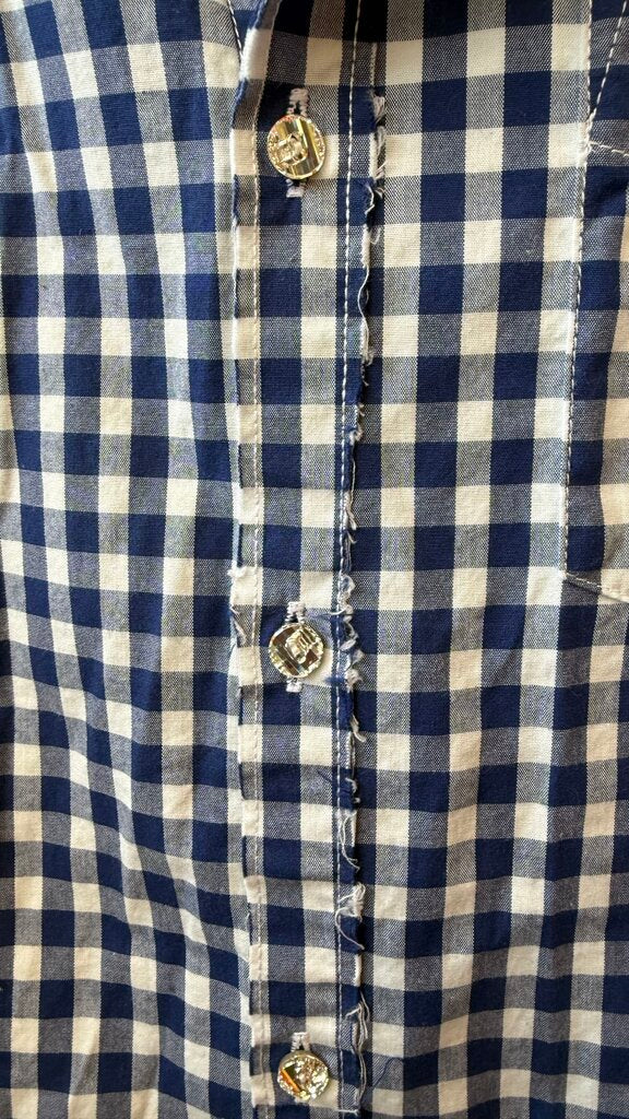 Gingham Raw Hem Button Up Shirt