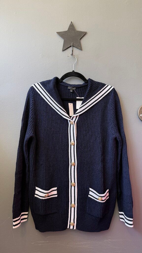 Sailor Collar Gold Button Cardigan Sweater