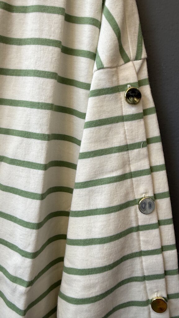 Button Sleeve Stripe TShirt