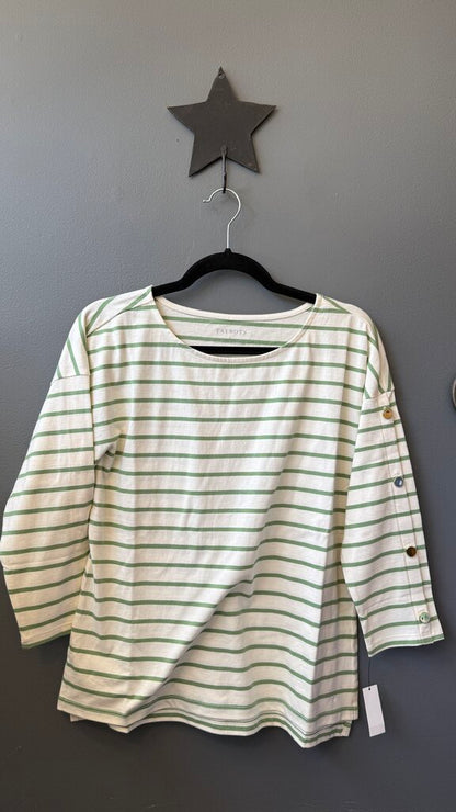 Button Sleeve Stripe TShirt