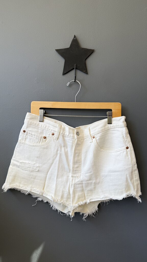 501 White Denim Cut Off Shorts
