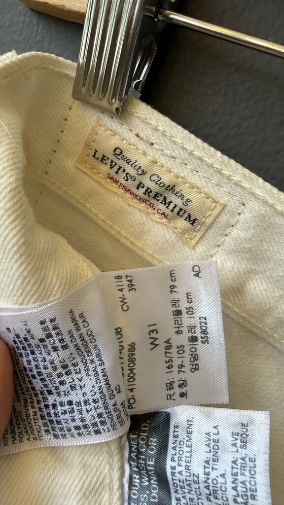 501 White Denim Cut Off Shorts
