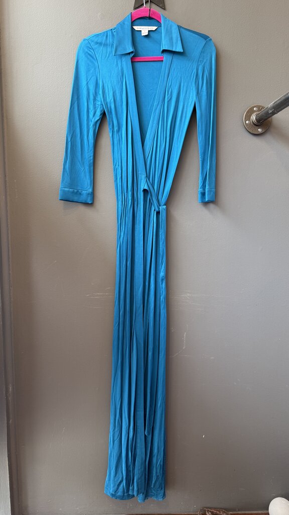 Longsleeve Collared Wrap Maxi Gown Dress