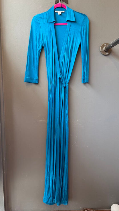 Longsleeve Collared Wrap Maxi Gown Dress