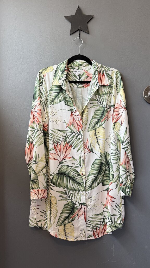 Leaf Print Shirtdress