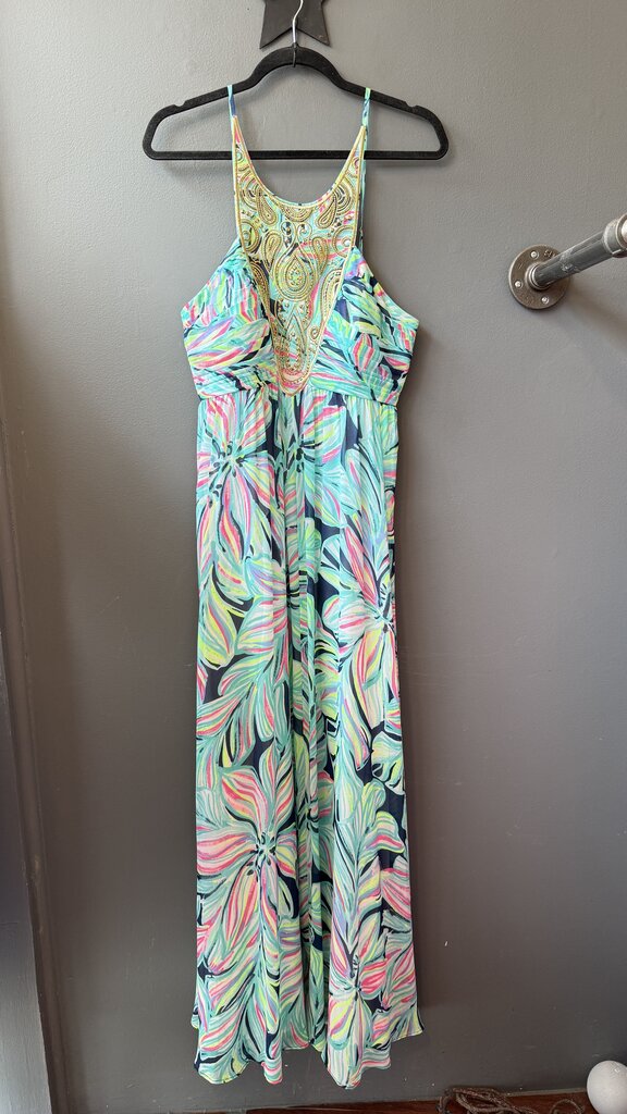 Chiffon Beaded Maxi Dress
