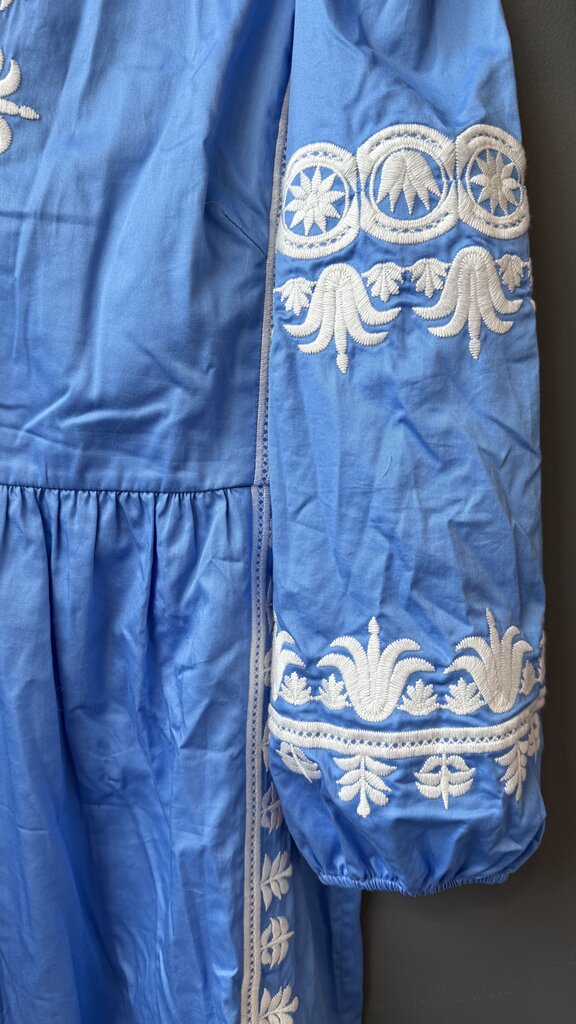 Embroidered Puff Shoulder Dress