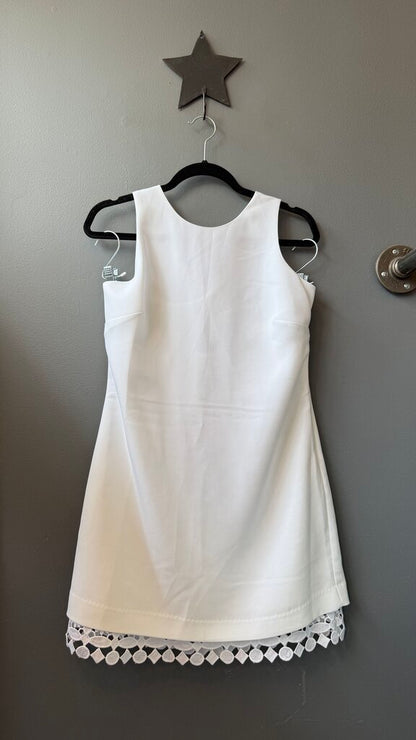 Cross Back Lace Hem Shift Dress