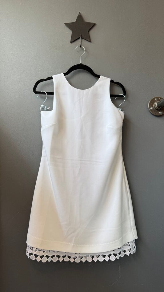 Cross Back Lace Hem Shift Dress