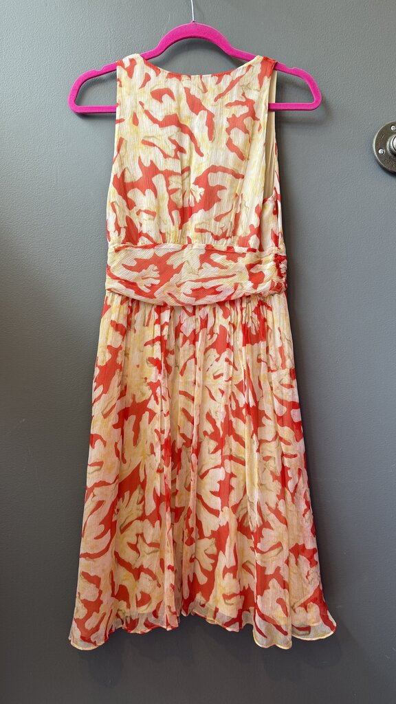 Silk Chiffon Coral Print Dress