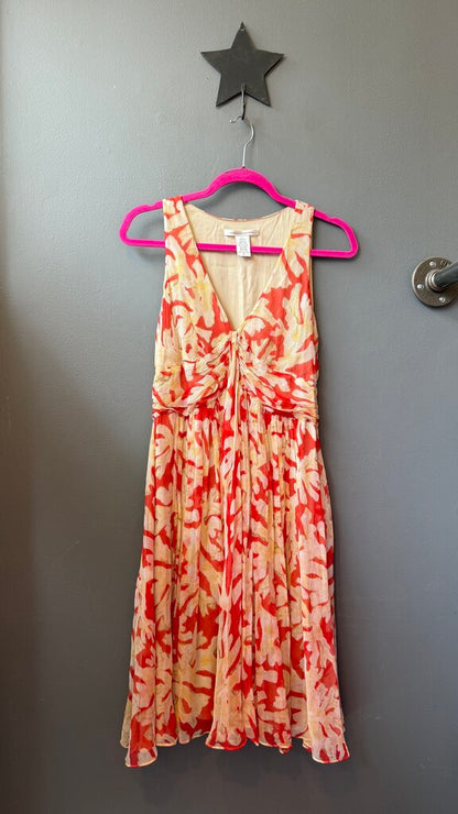 Silk Chiffon Coral Print Dress