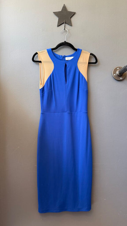 Mesh Panel Shoulder Sheath Dress