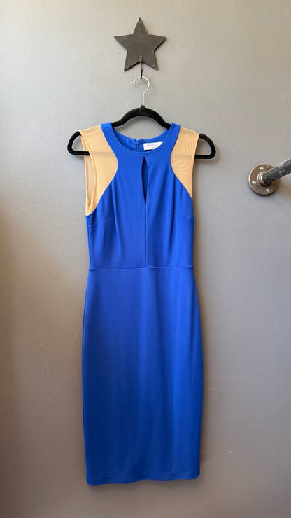 Mesh Panel Shoulder Sheath Dress
