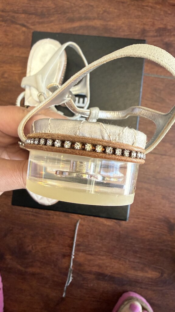 Quilted Rhinestone Tiny Block Heel Sandals