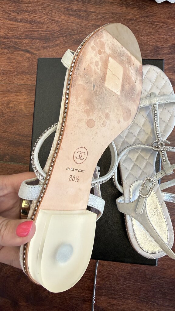 Quilted Rhinestone Tiny Block Heel Sandals