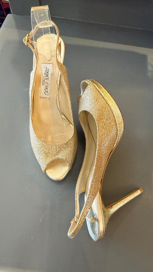 Gold Glitter Peeptoe Slingback 110 Heels