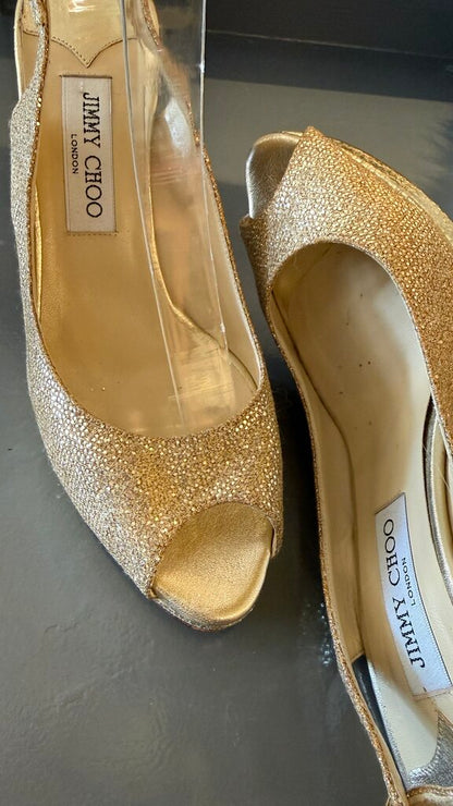 Gold Glitter Peeptoe Slingback 110 Heels