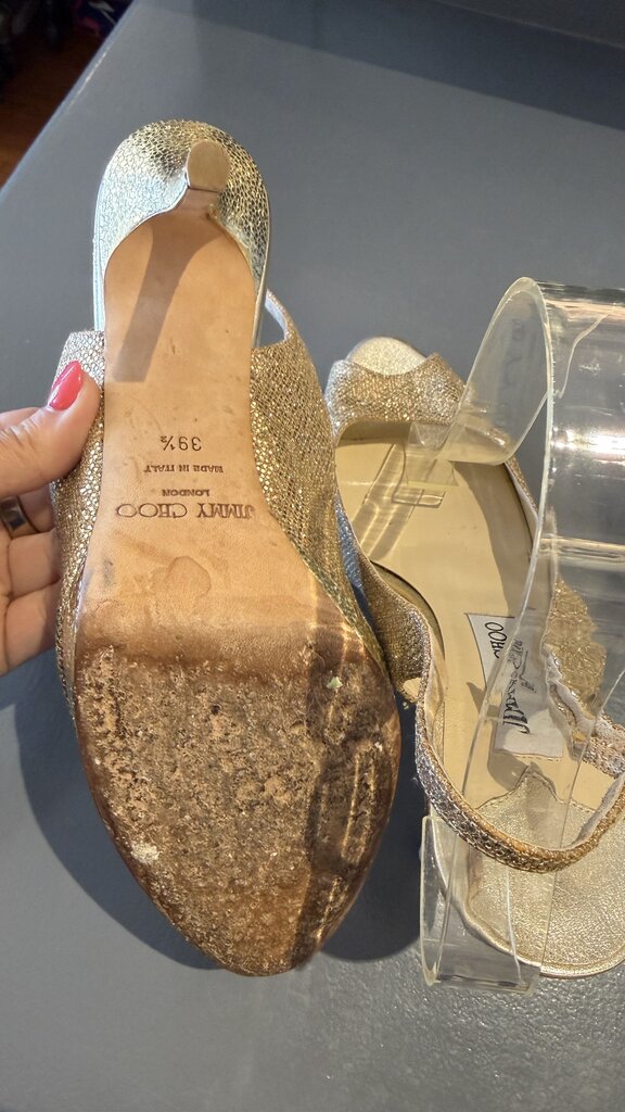 Gold Glitter Peeptoe Slingback 110 Heels